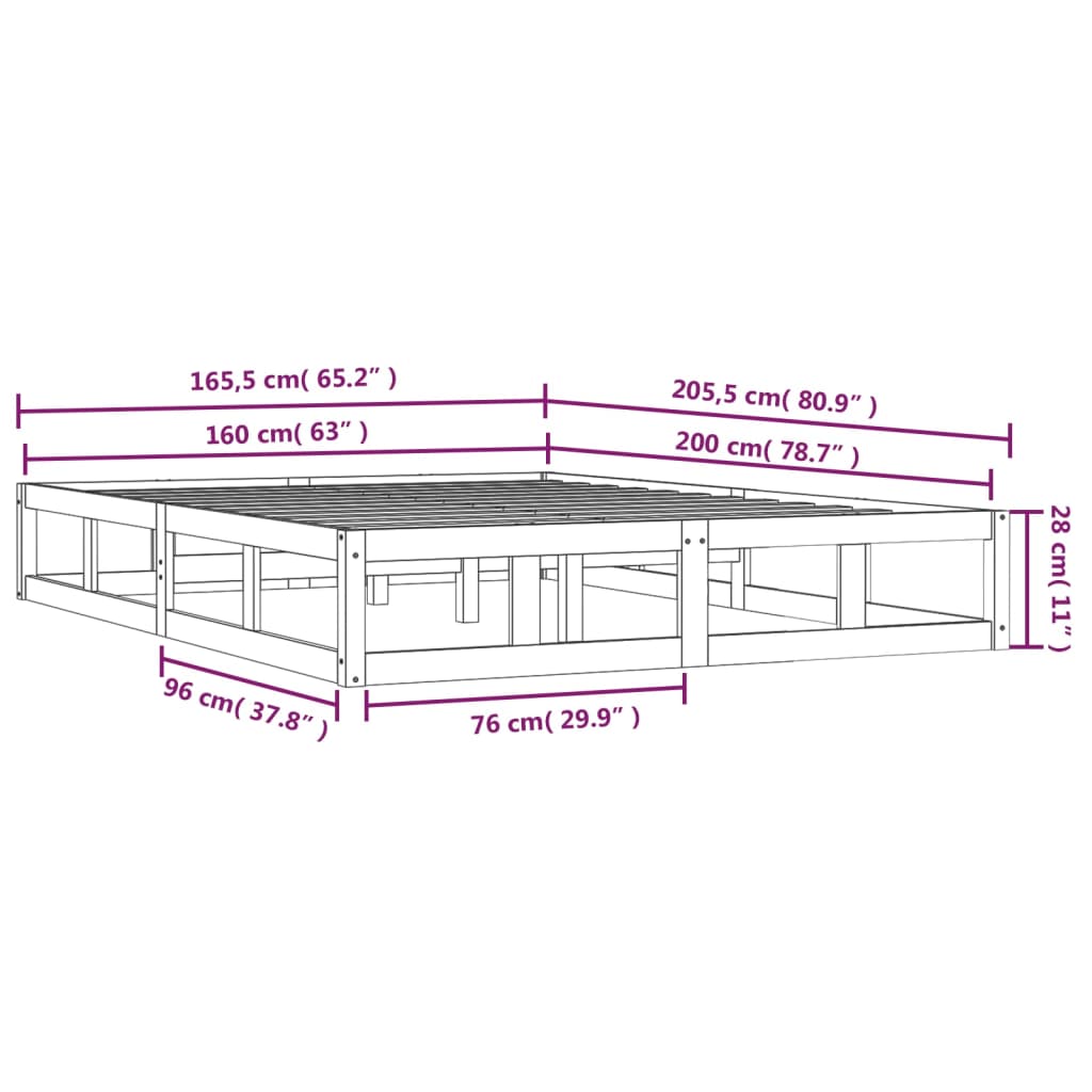 Giroletto Bianco 160x200 cm in Legno Massello | homemem39