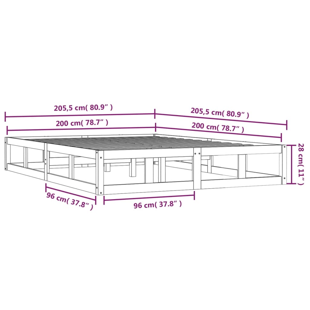 Giroletto senza Materasso Ambra 200x200 Legno Massello | homemem39