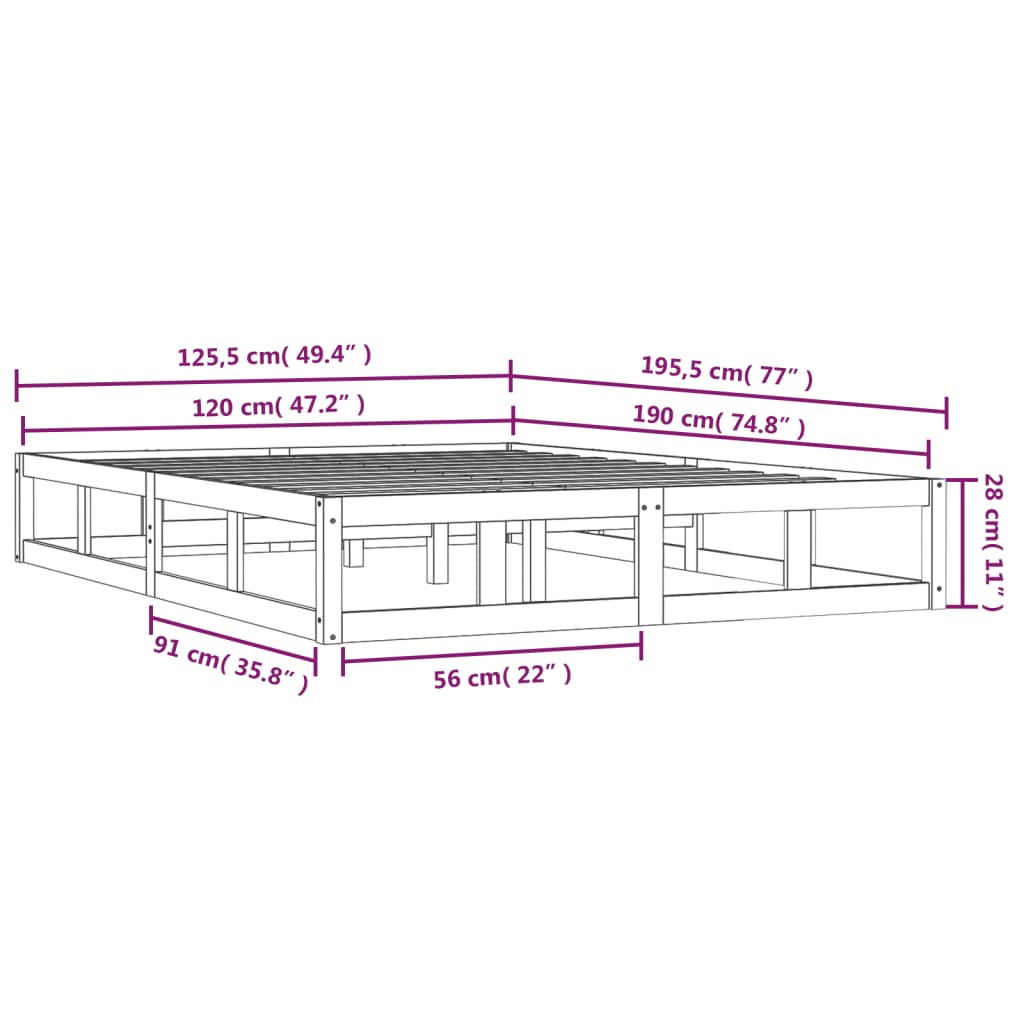 Giroletto Bianco 120x190 cm Small Double in Legno Massello | homemem39