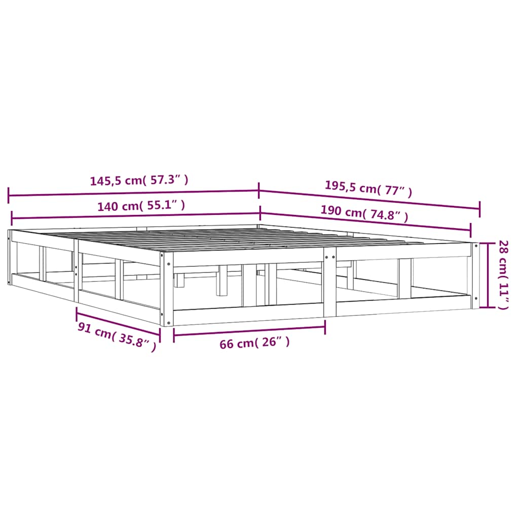 Giroletto Nero 140x190 cm in Legno Massello | homemem39