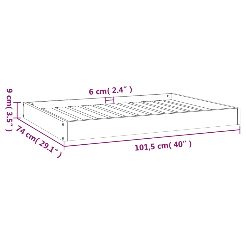 Cuccia per Cani Bianca 101,5x74x9 cm in Legno Massello di Pino | homemem39
