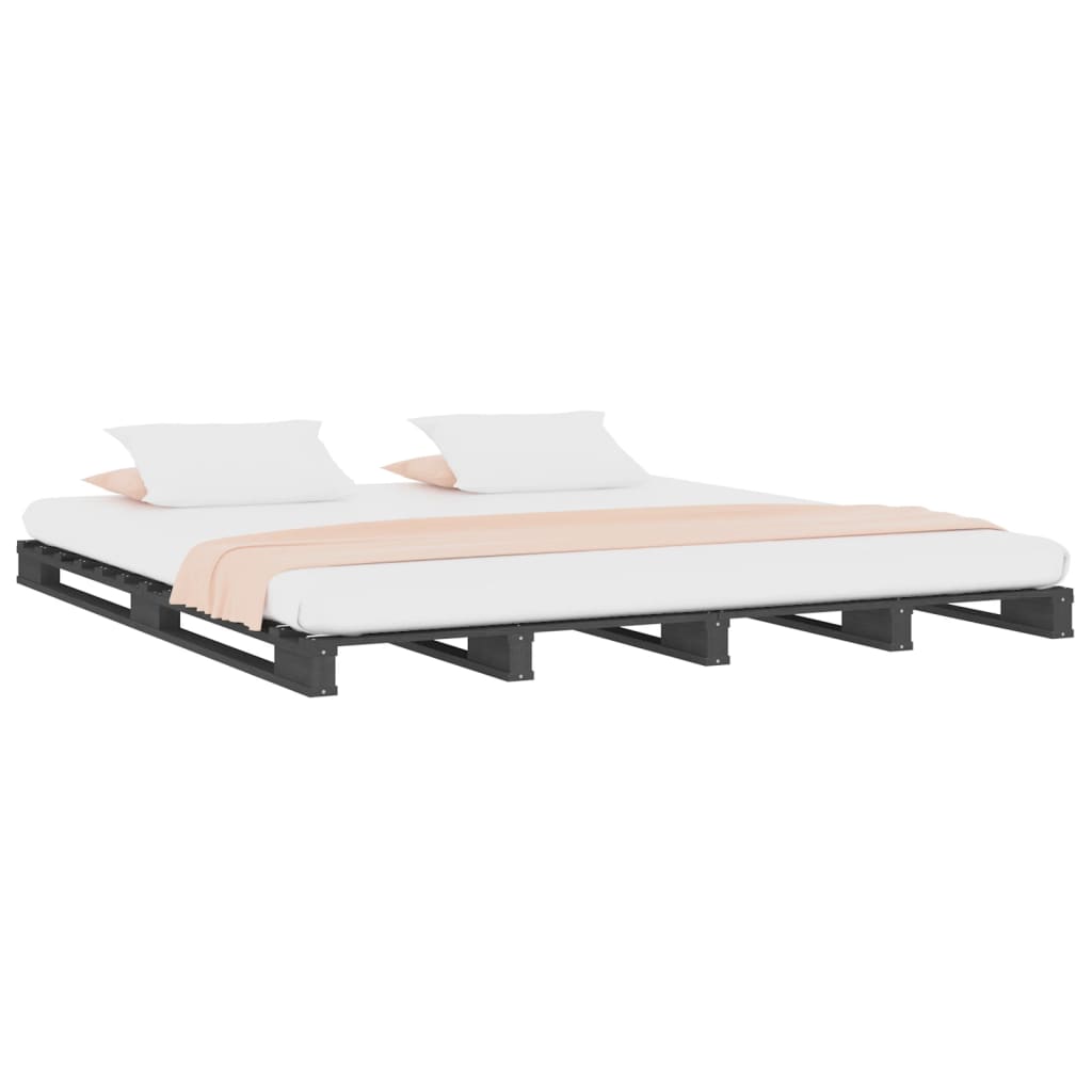 Letto a Pallet Grigio 120x200 cm in Legno Massello di Pino | homemem39