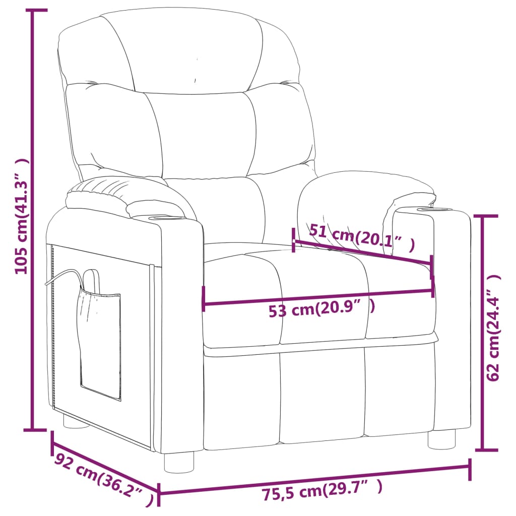 Poltrona Massaggiante Reclinabile Nera in Tessuto - homemem39