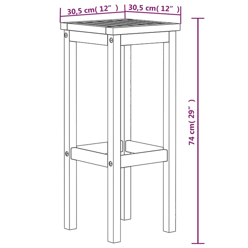 Sgabelli da Bar 4 pz in Legno Massello di Acacia | homemem39