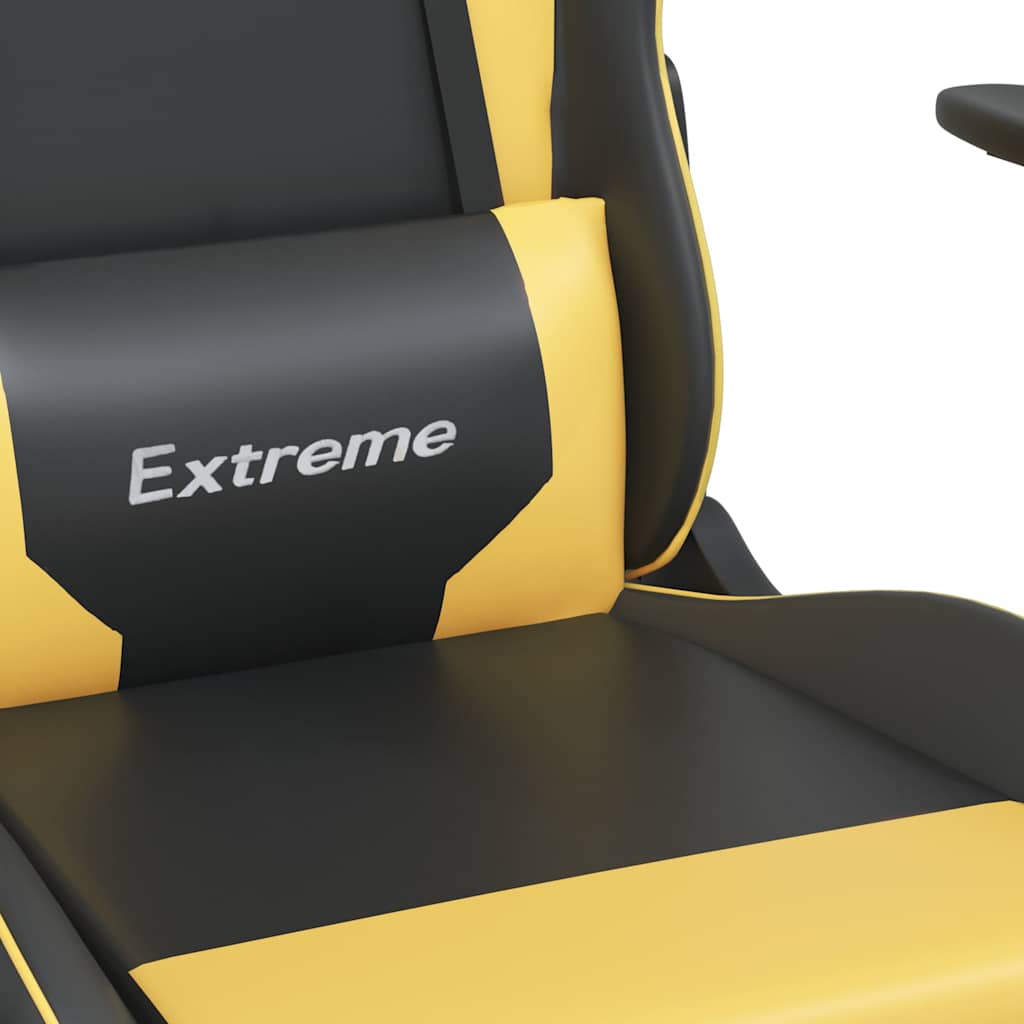 Sedia da Gaming Massaggiante Nero e Oro in Similpelle | homemem39