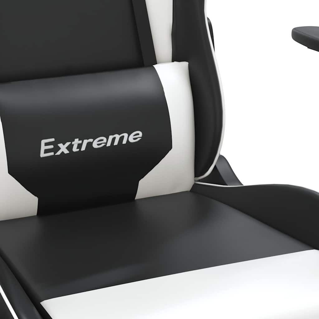 Sedia da Gaming Massaggiante Nera e Bianca in Similpelle | homemem39