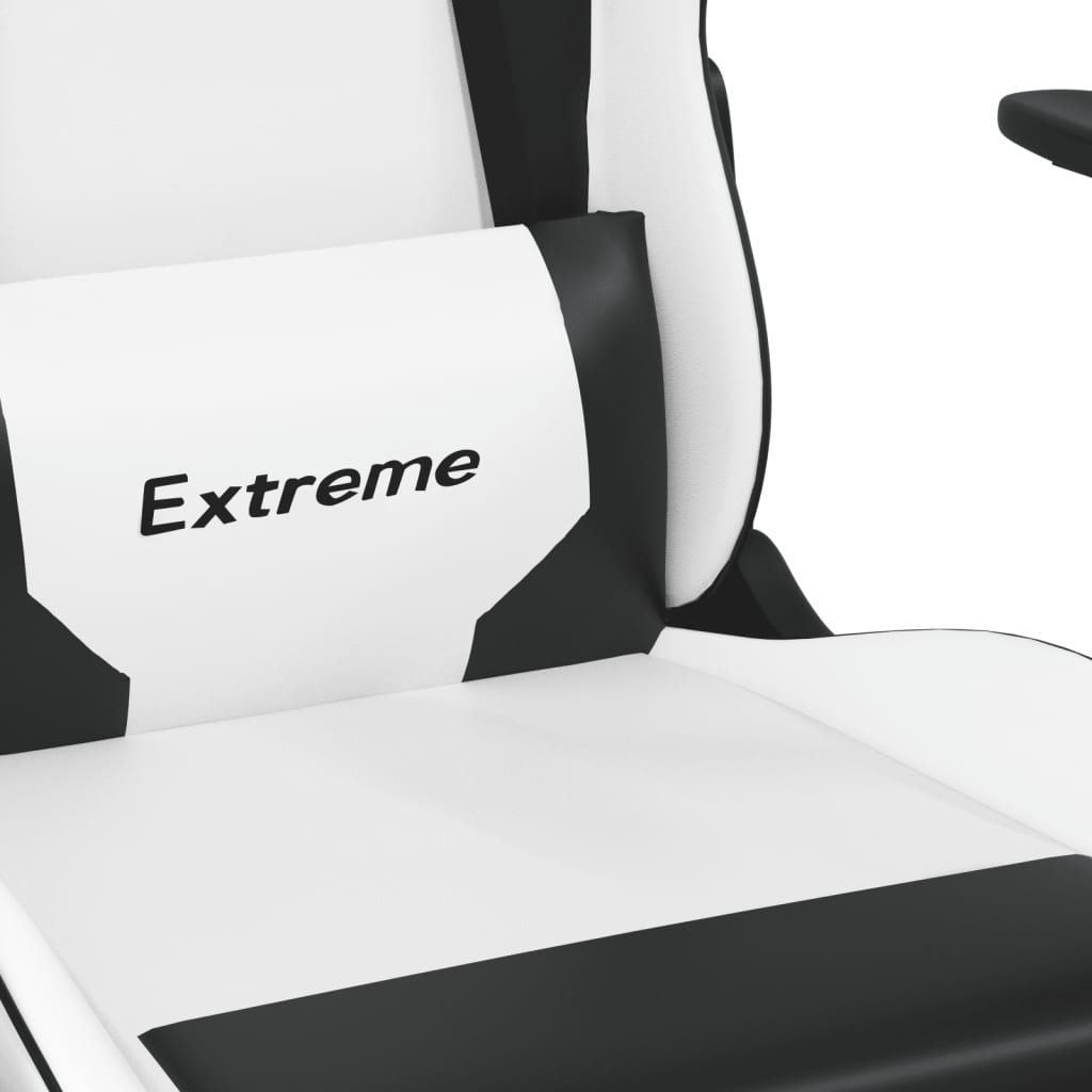 Sedia da Gaming Massaggiante Bianco e Nero in Similpelle | homemem39