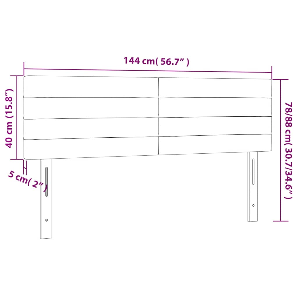 Testiera Nero 144x5x78/88 cm in Velluto | homemem39