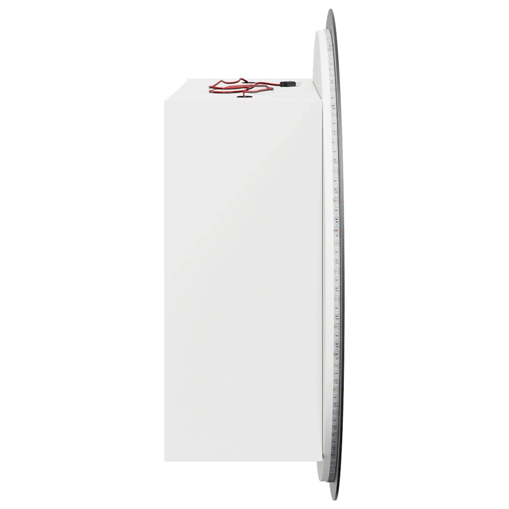 Armadio da Bagno con Specchio Rotondo e LED Bianco 47x47x17,5cm
