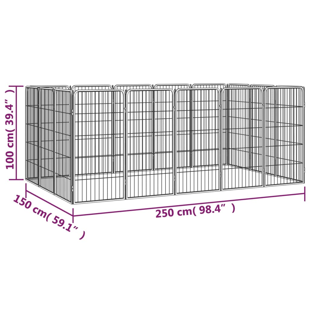 Box Cani 16 Pannelli Nero 50x100 cm Acciaio Verniciato Polvere | homemem39