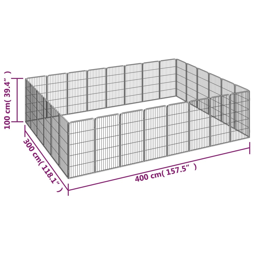 Box Cani 28 Pannelli Nero 50x100 cm Acciaio Verniciato Polvere | homemem39