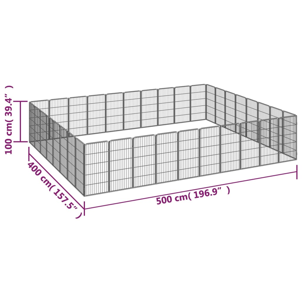 Box Cani 36 Pannelli Nero 50x100 cm Acciaio Verniciato Polvere | homemem39