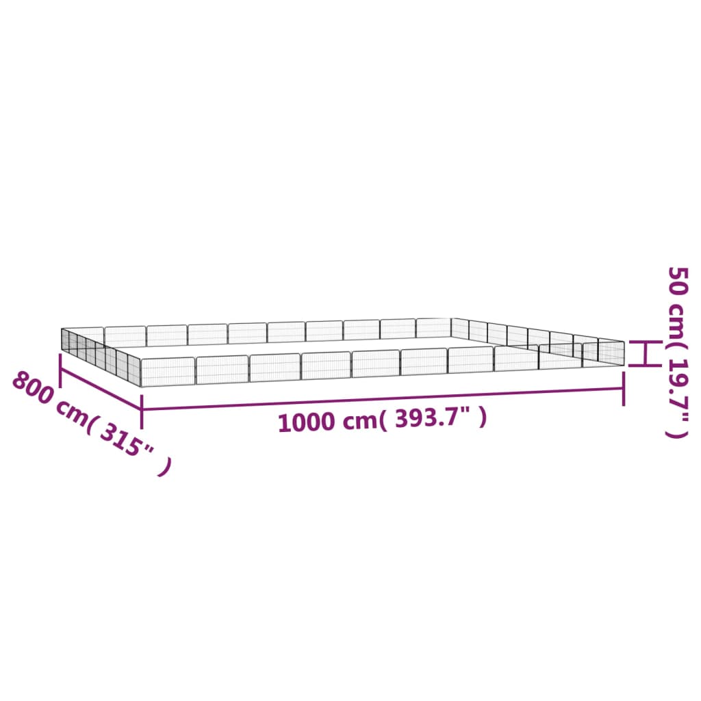 Box Cani 36 Pannelli Nero 100x50 cm Acciaio Verniciato Polvere | homemem39