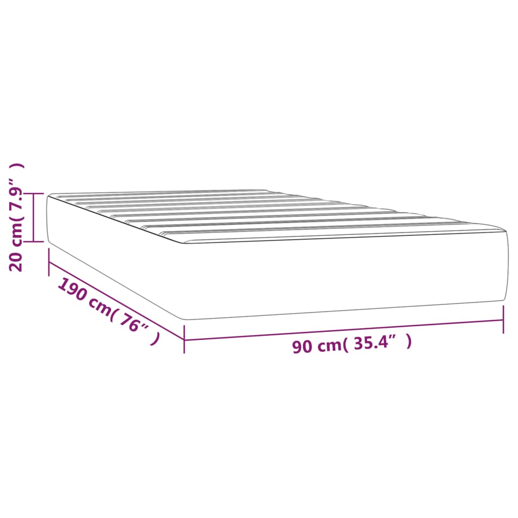 Materasso a Molle Insacchettate Rigidità Media Marrone Scuro 90x190x20 cm | homemem39