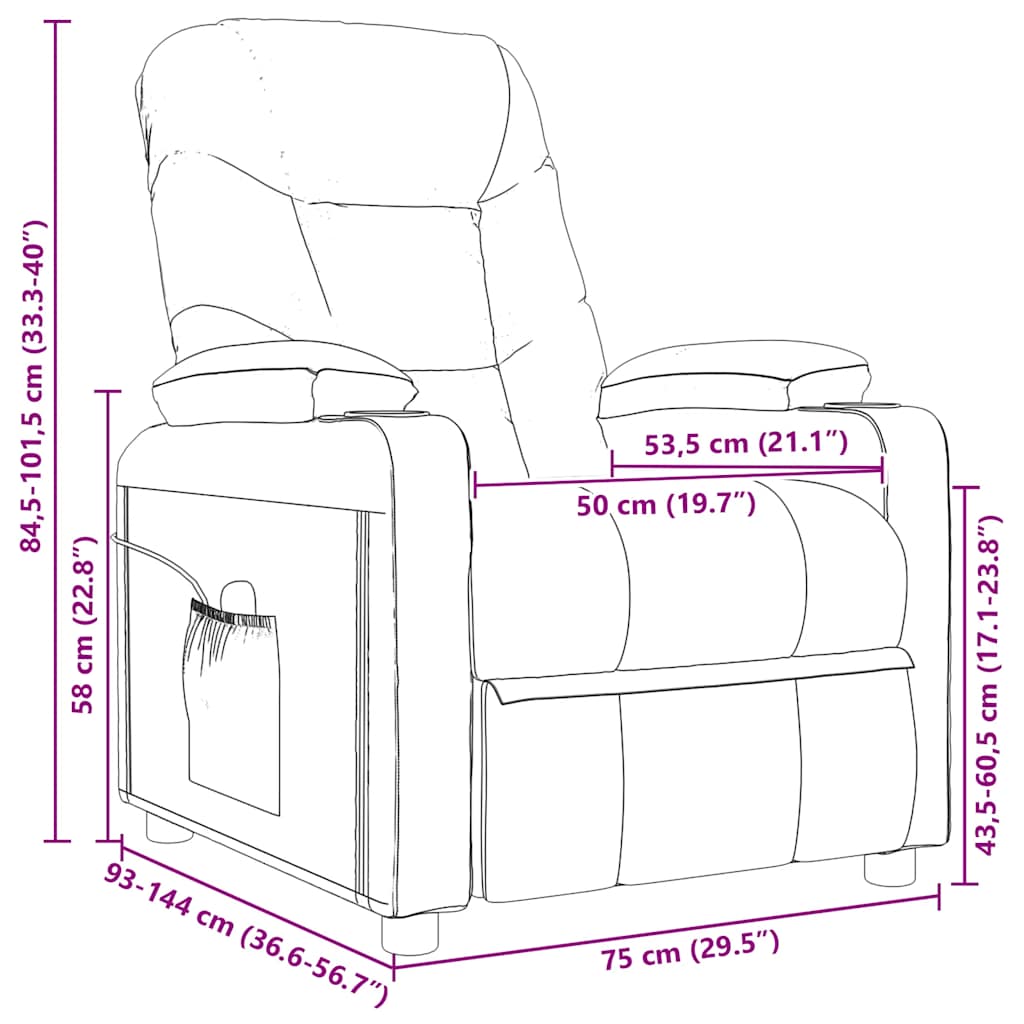 Poltrona Reclinabile in Tessuto Nero