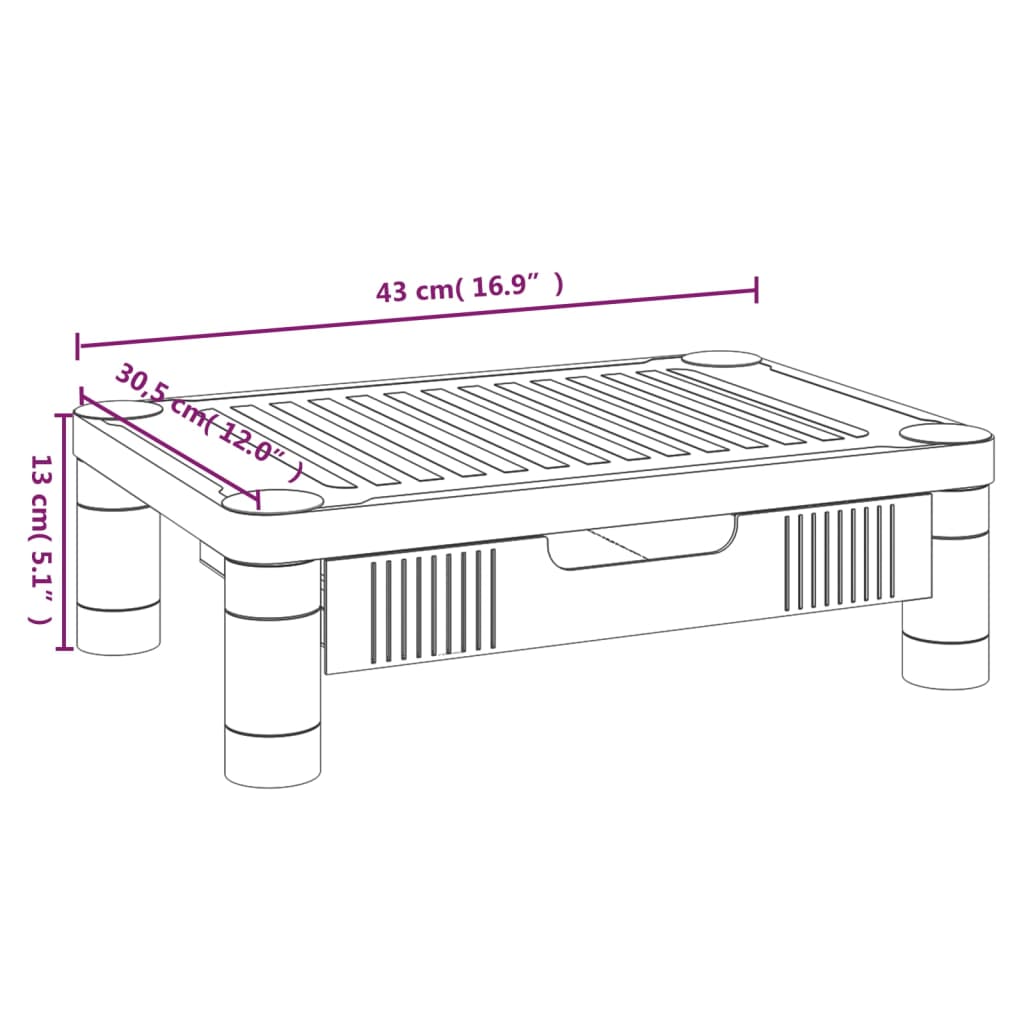 Supporto per Monitor Nero 43x30,5x13 cm | homemem39