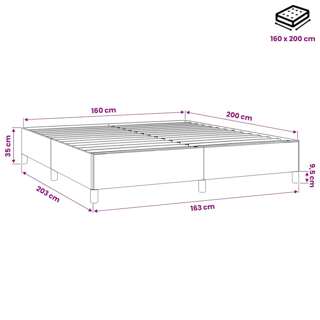 Giroletto senza Materasso Grigio Scuro 160x200 cm Velluto