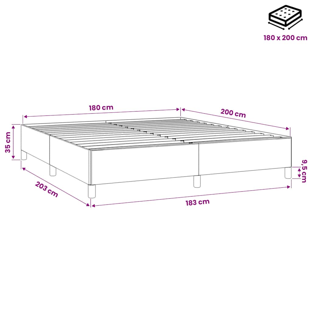 Giroletto senza Materasso Grigio Chiaro 180x200 cm Velluto