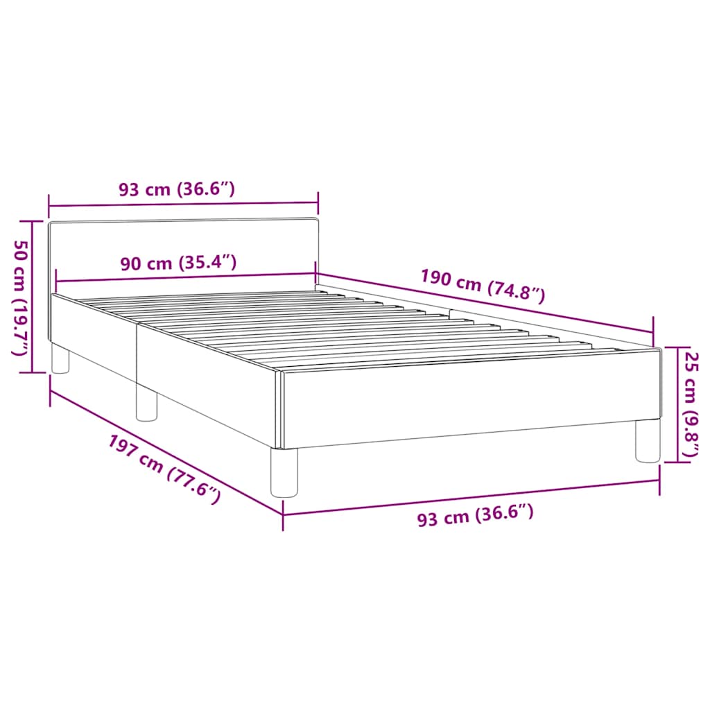 Giroletto con Testiera senza Materasso Crema 90x190 cm Tessuto | homemem39