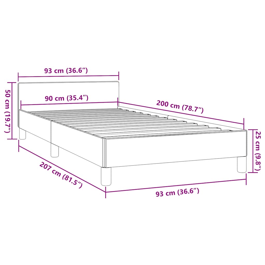 Giroletto senza Materasso Grigio Chiaro 90x200 cm Tessuto | homemem39
