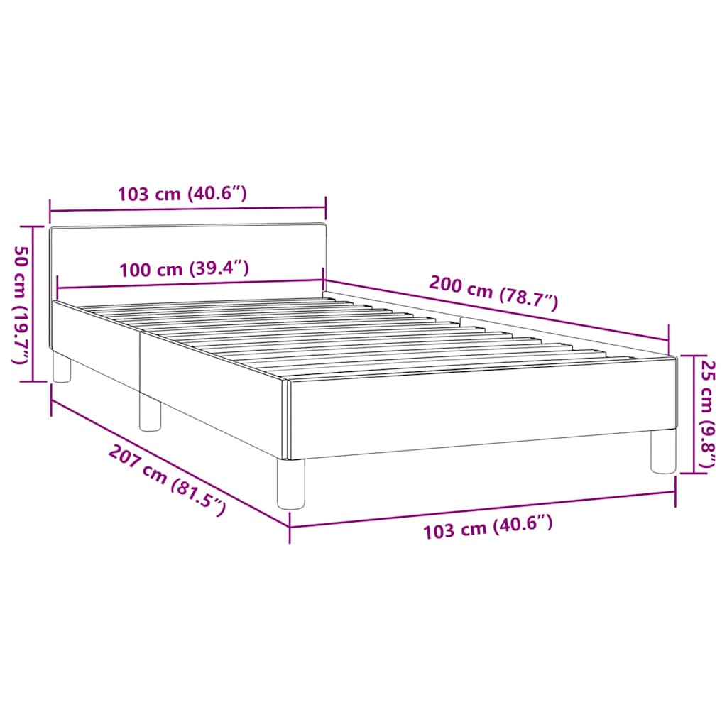 Giroletto senza Materasso Grigio Chiaro 100x200 cm Tessuto | homemem39