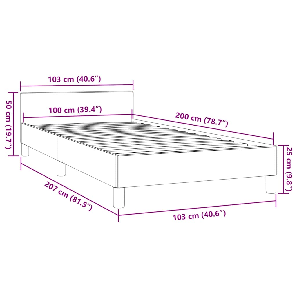 Giroletto senza Materasso Nero 100x200 cm in Tessuto | homemem39