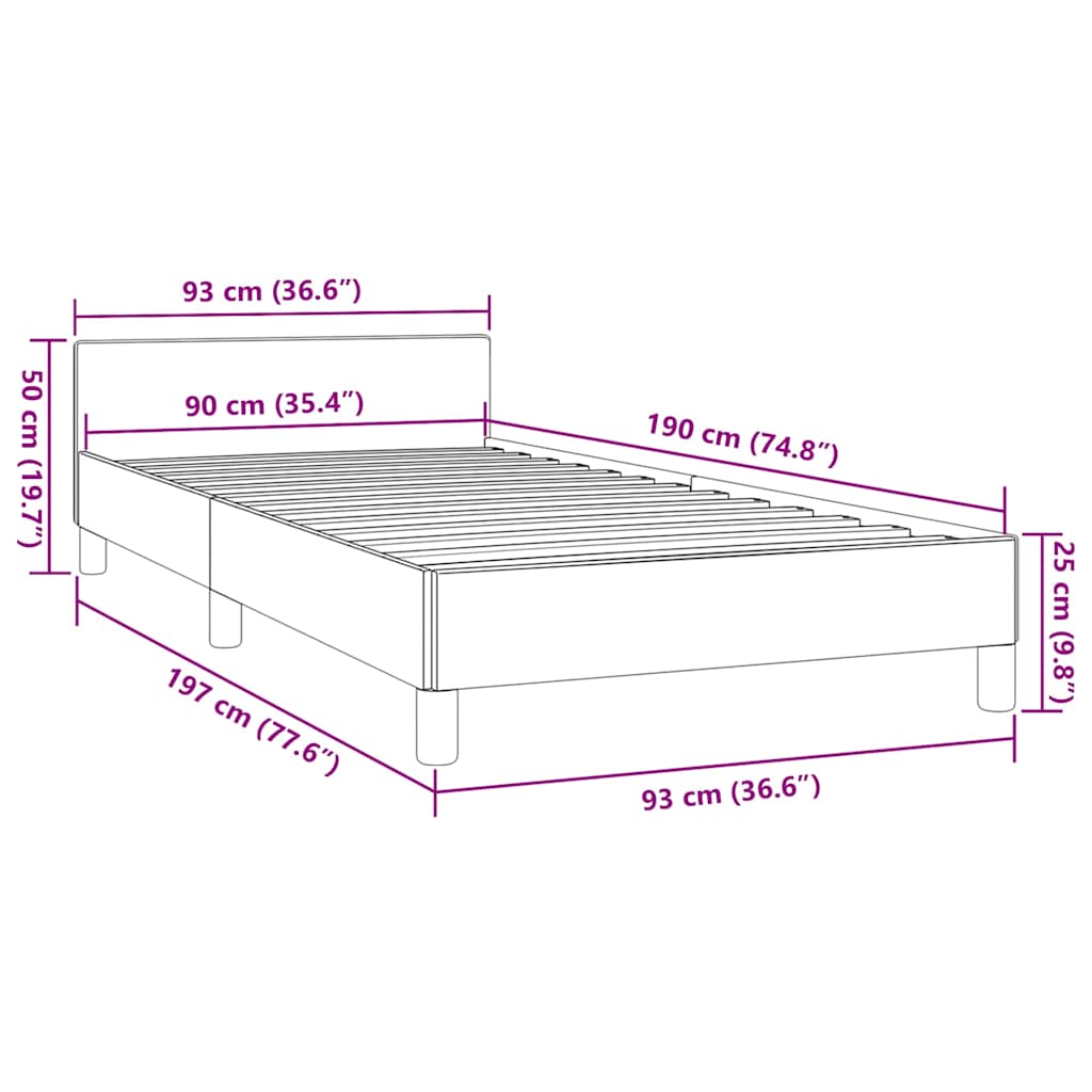 Giroletto con Testiera senza Materasso Crema 90x190 cm | homemem39
