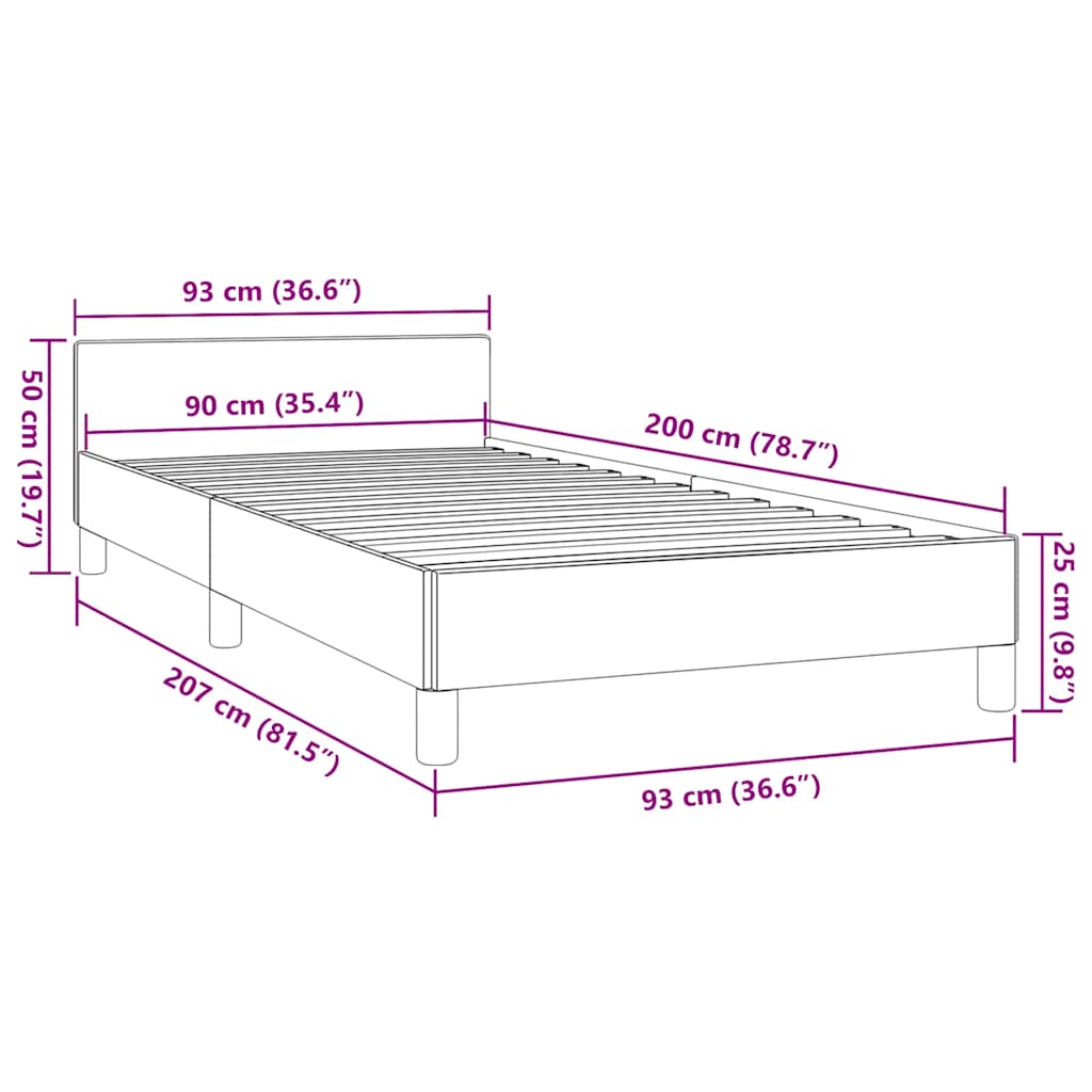 Giroletto con Testiera senza Materasso Crema 90x200 cm | homemem39