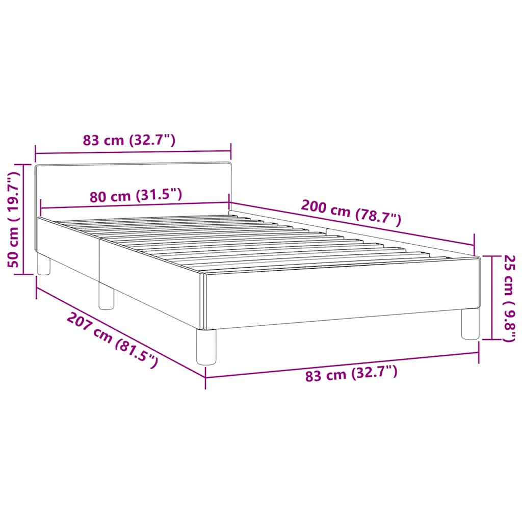 Giroletto senza Materasso Grigio Scuro 80x200 cm Velluto | homemem39