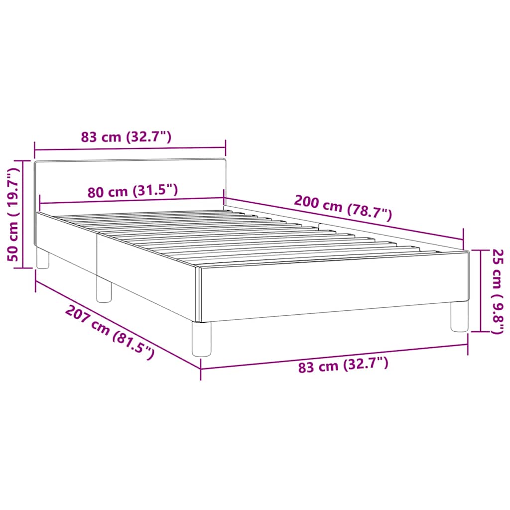 Giroletto con Testiera senza Materasso Nero 80x200 cm Velluto | homemem39