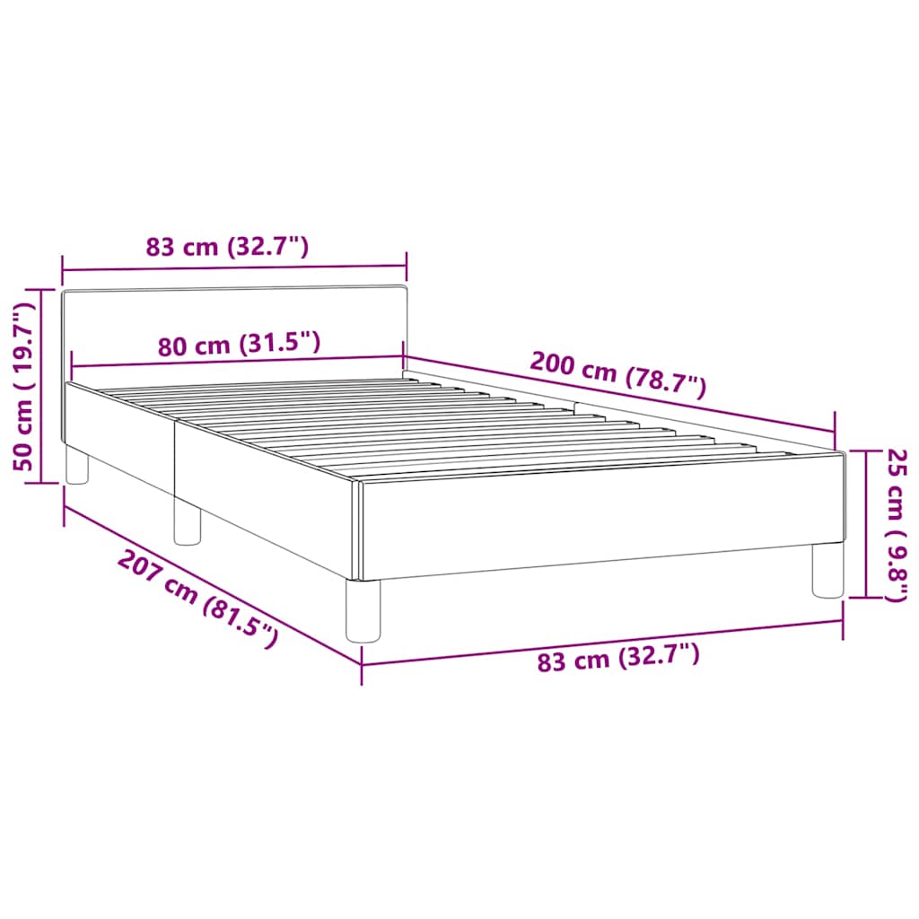 Giroletto con Testiera senza Materasso Rosa 80x200 cm Velluto | homemem39