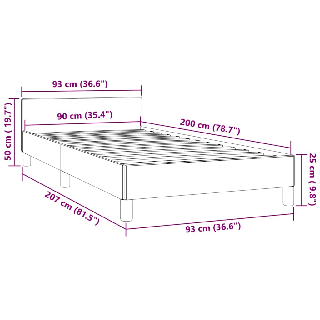 Giroletto con Testiera senza Materasso Nero 90x200 cm Velluto | homemem39