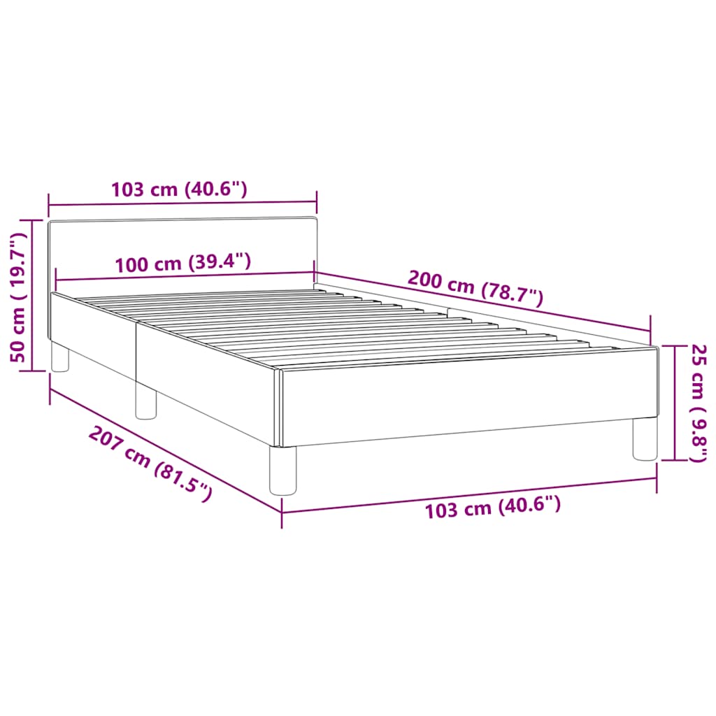 Giroletto senza Materasso Nero 100x200 cm in Velluto | homemem39
