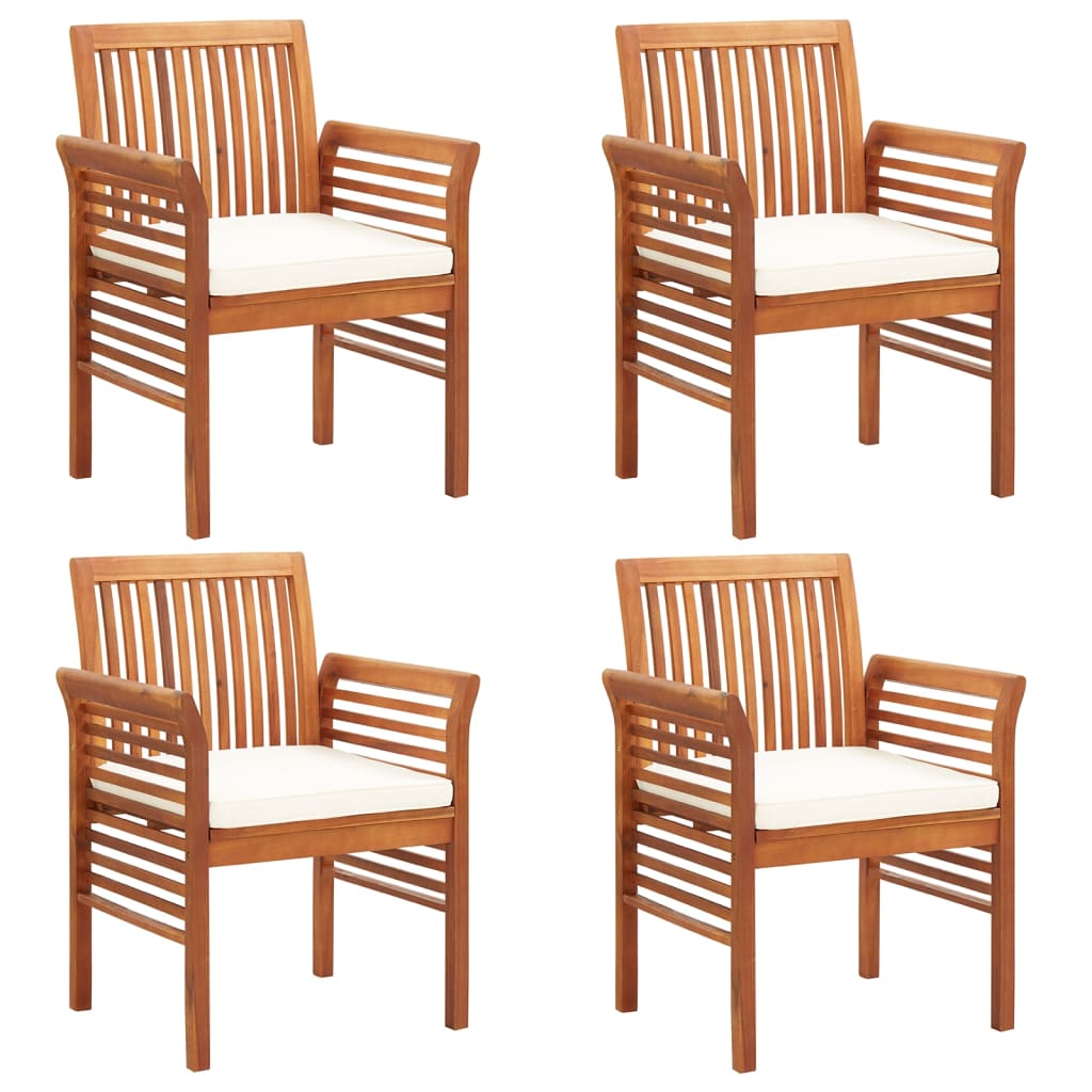 Sedie da Pranzo Giardino con Cuscini 4 pz Legno Massello Acacia | homemem39