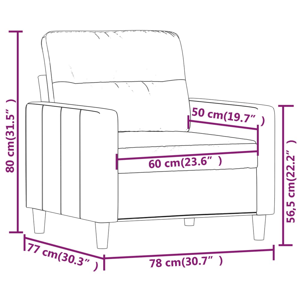 Poltrona Grigio Scuro 60 cm in Tessuto | homemem39