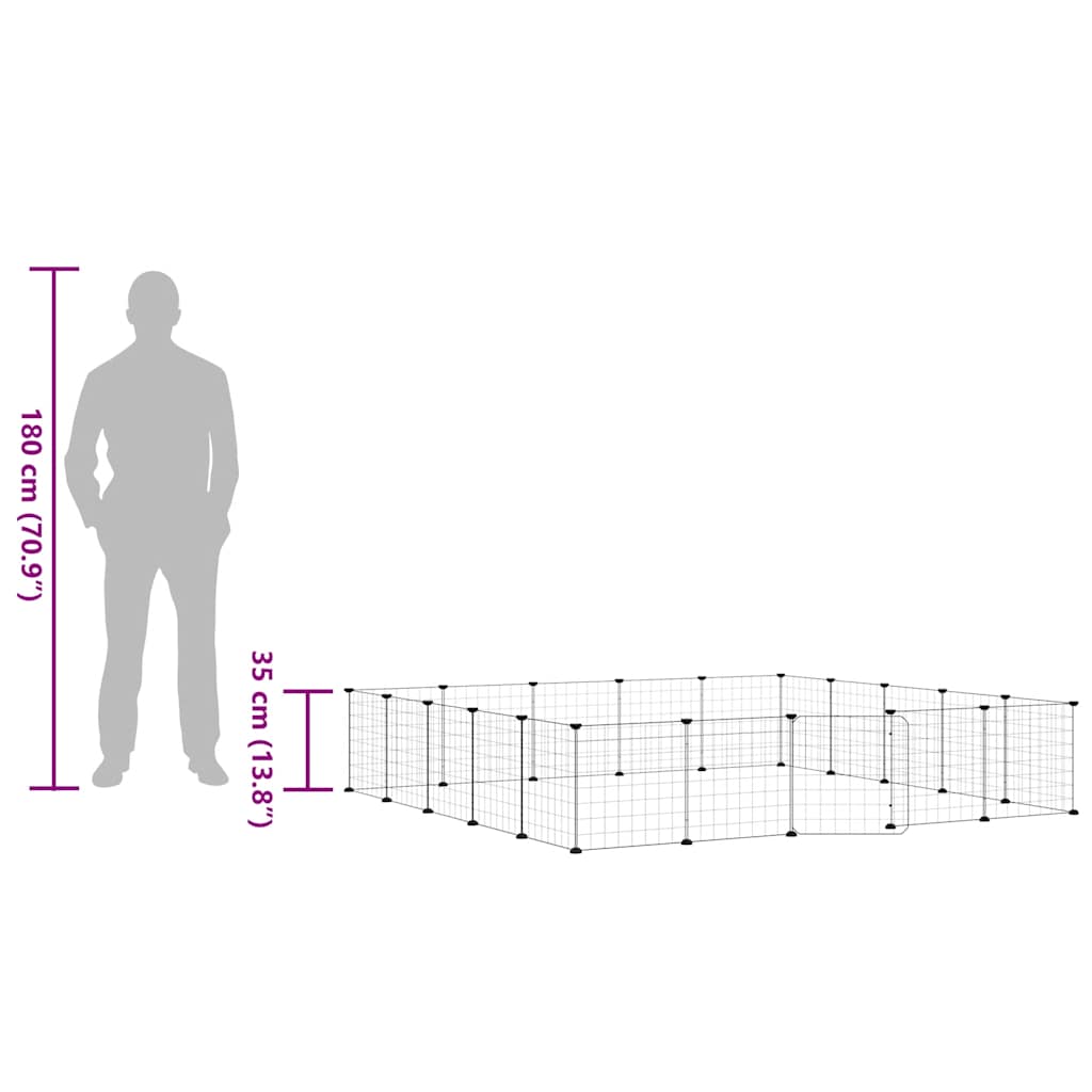 Gabbia per Animali 20 Pannelli con Porta Nera 35x35 cm Acciaio