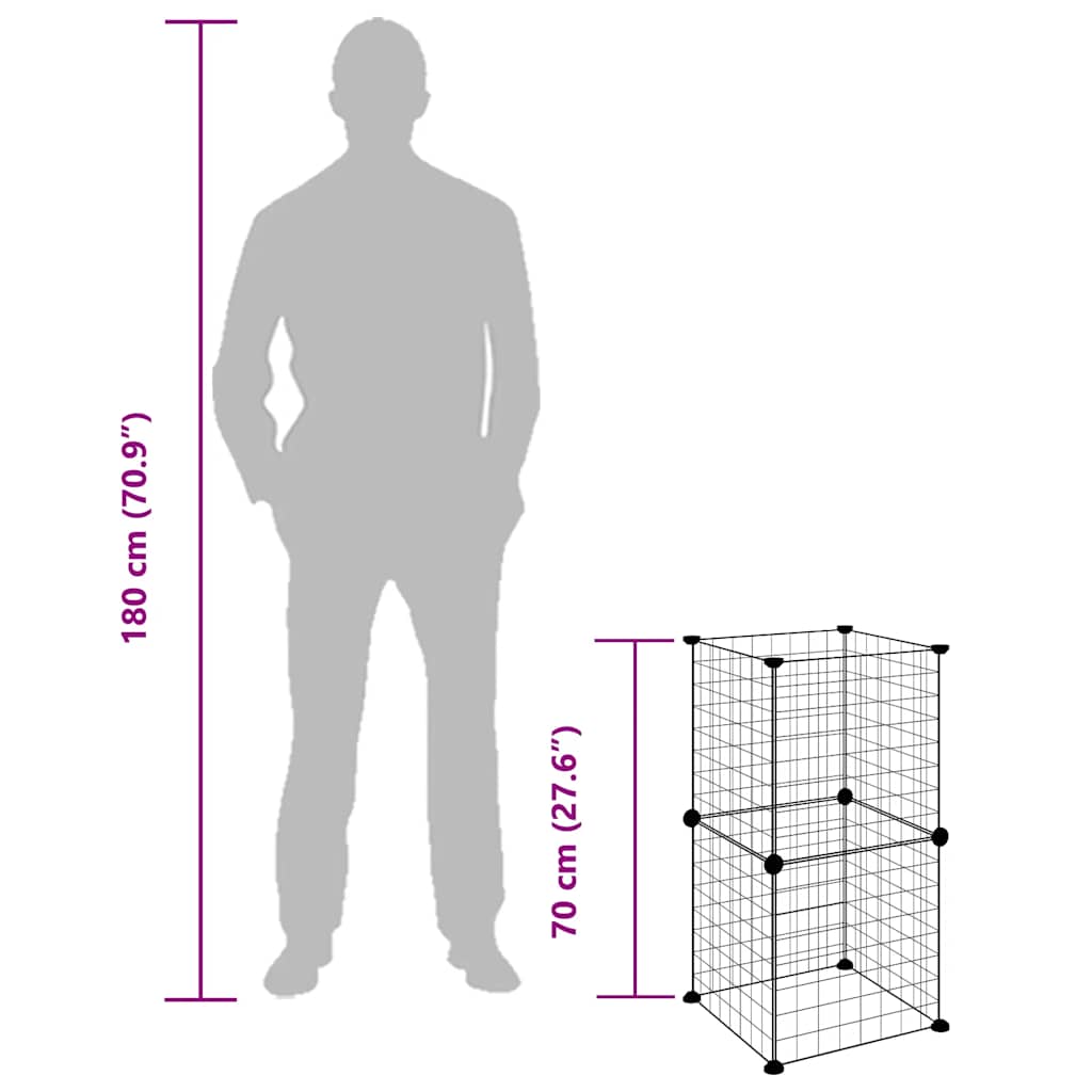 Gabbia per Animali Domestici 8 Pannelli Nero 35x35 cm Acciaio