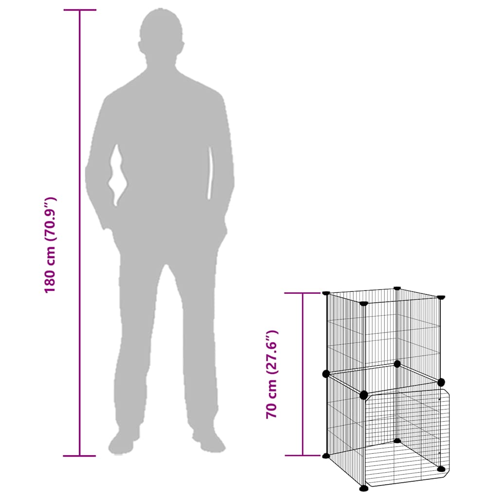 Animal Cage 8 Panels with Black Door 35x35 cm Steel