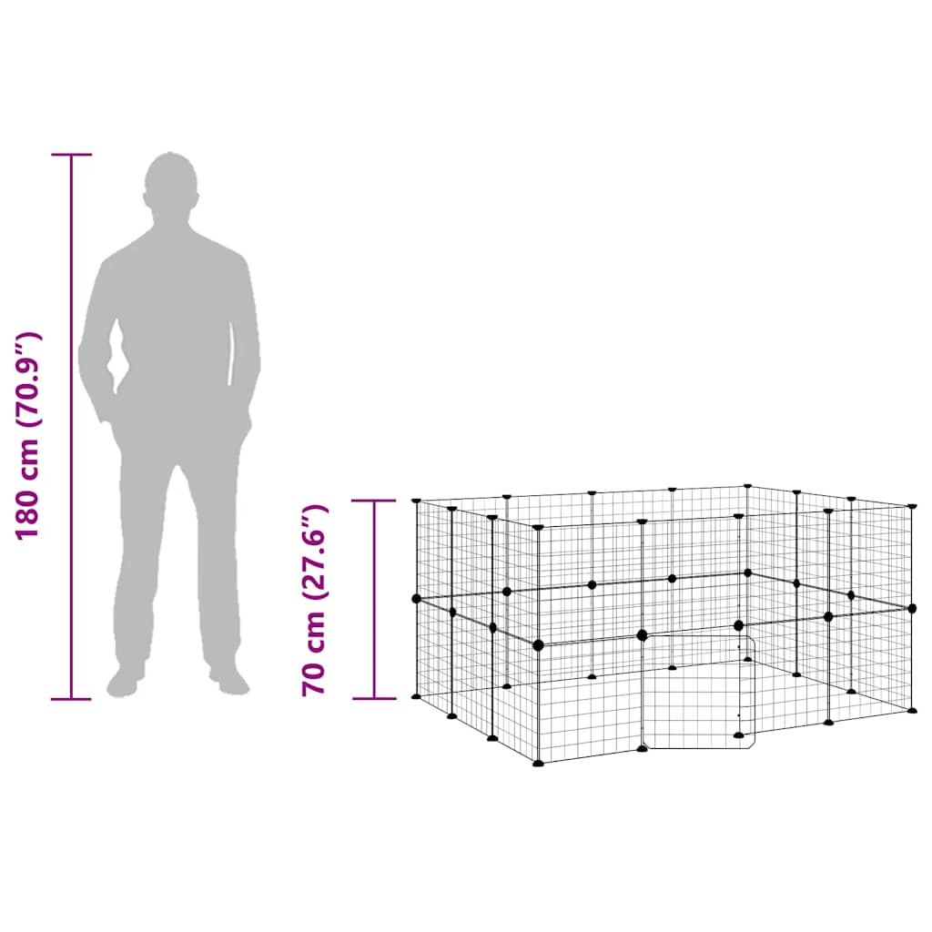 Animal Cage 28 Panels with Black Door 35x35 cm Steel