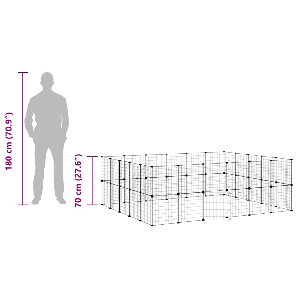 Animal Cage 44 Panels with Black Door 35x35 cm Steel