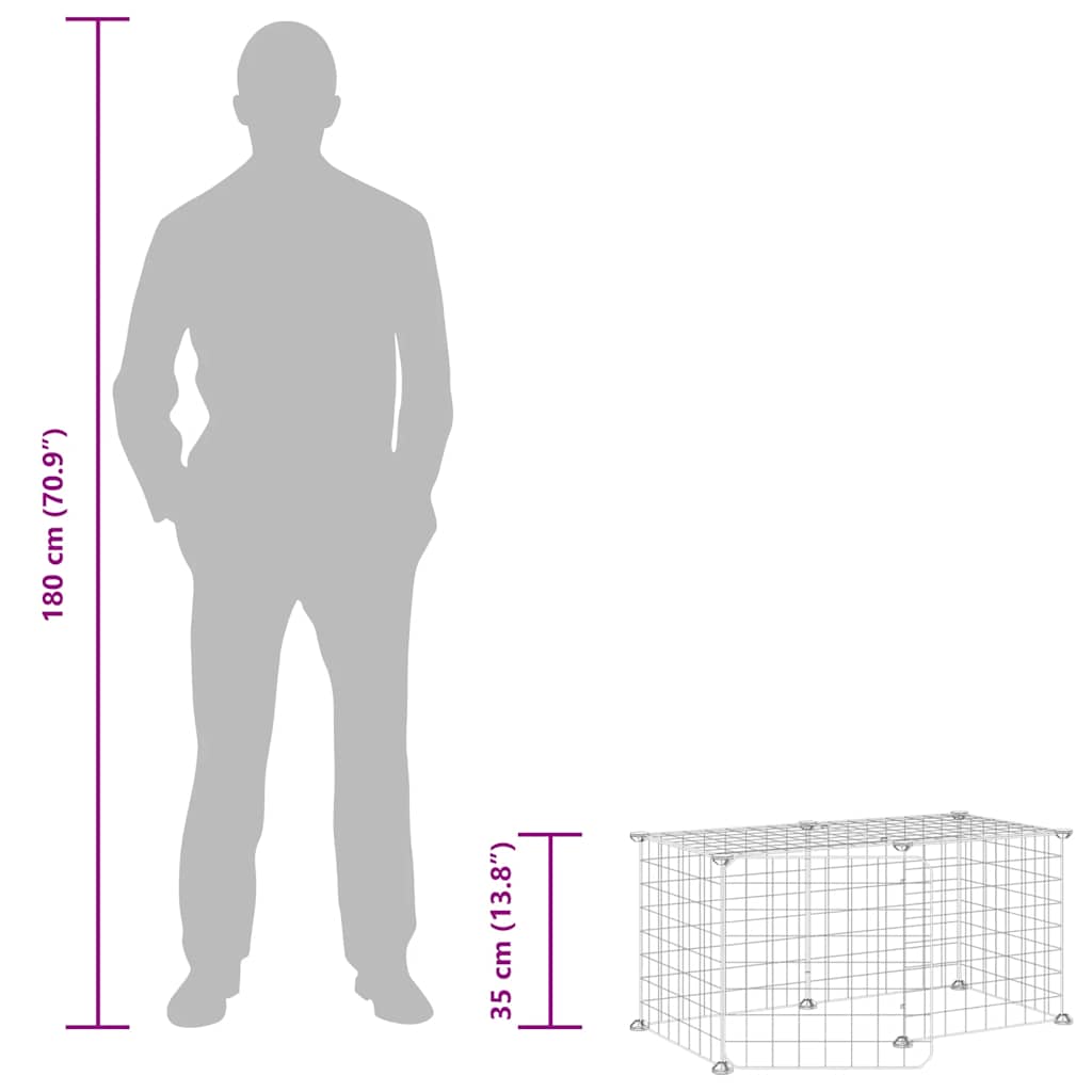 Animal Cage 8 Panels with Black Door 35x35 cm Steel