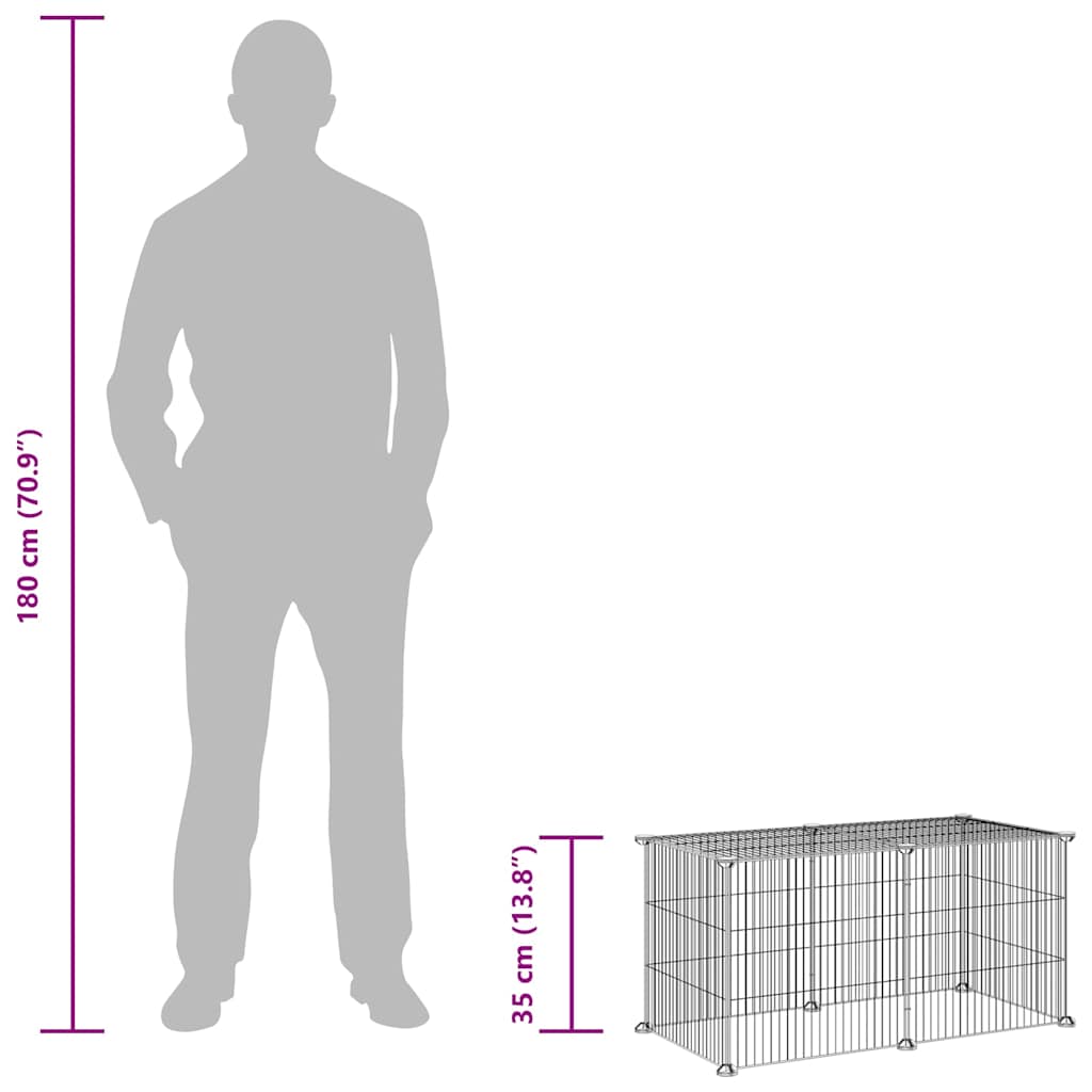 Pet Cage 8 Panels Black 35x35 cm Steel