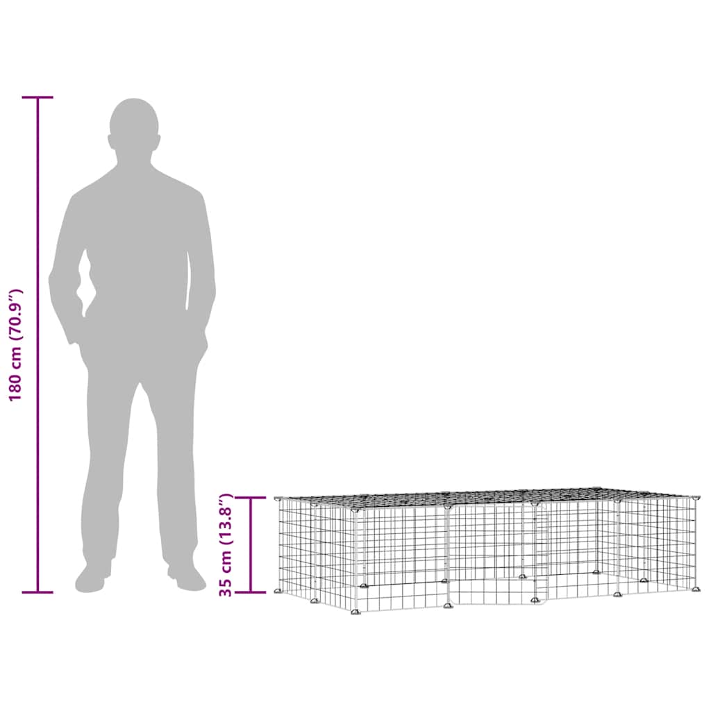 Gabbia per Animali 20 Pannelli con Porta Nera 35x35 cm Acciaio