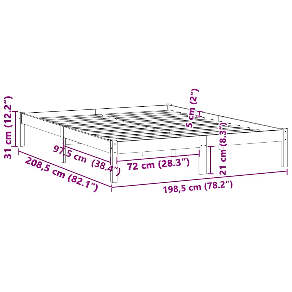 Giroletto senza Materasso 193x203 cm in Legno di Pino King | homemem39