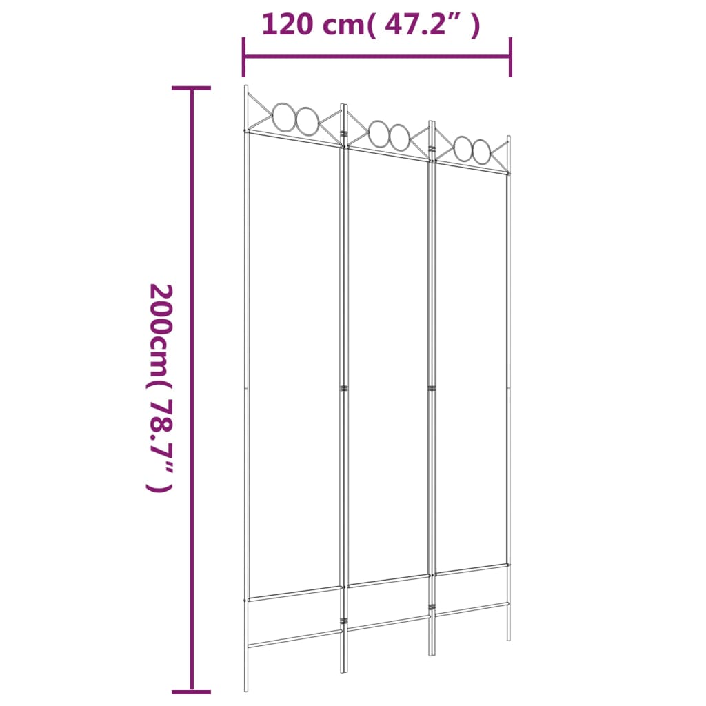 Divisorio a 3 Pannelli Marrone 120x200 cm in Tessuto | homemem39