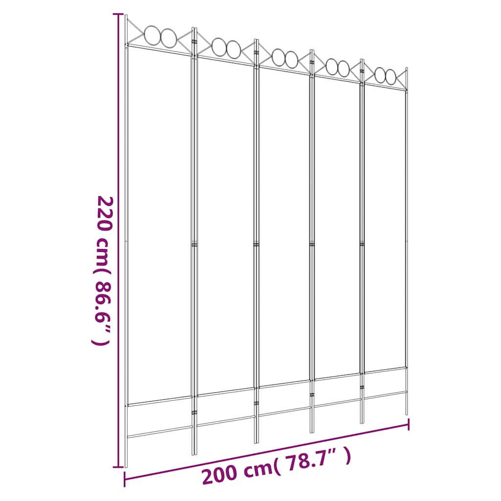 Divisorio 5 Pannelli Nero 200x220 cm Tessuto - homemem39