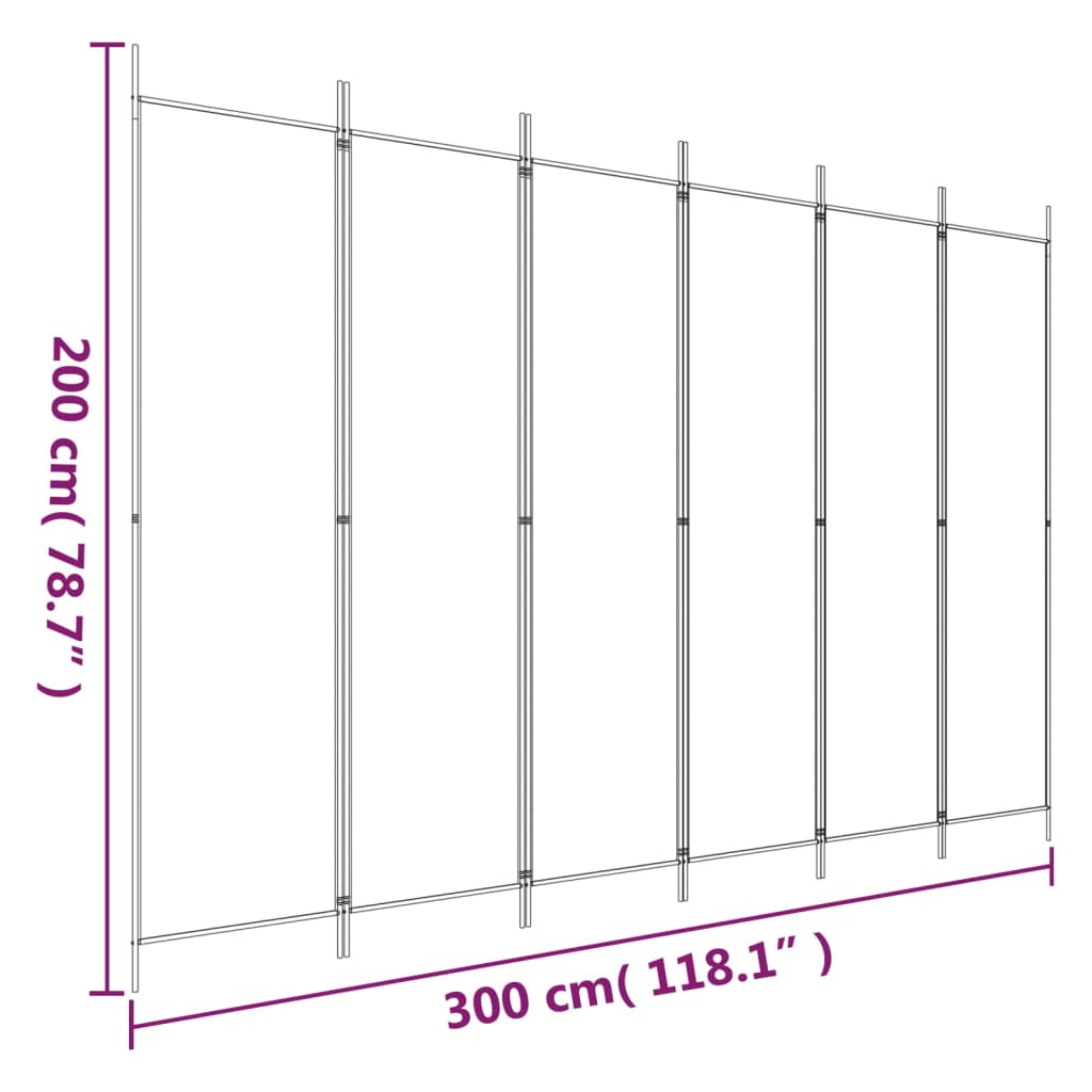 Divisorio a 6 Pannelli Marrone 300x200 cm in Tessuto | homemem39
