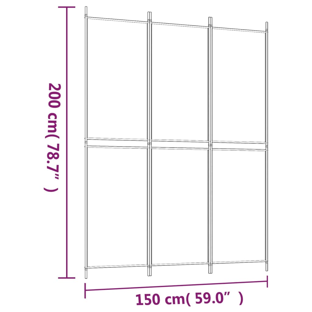 Divisorio a 3 Pannelli bianco 150x200 cm in Tessuto | homemem39
