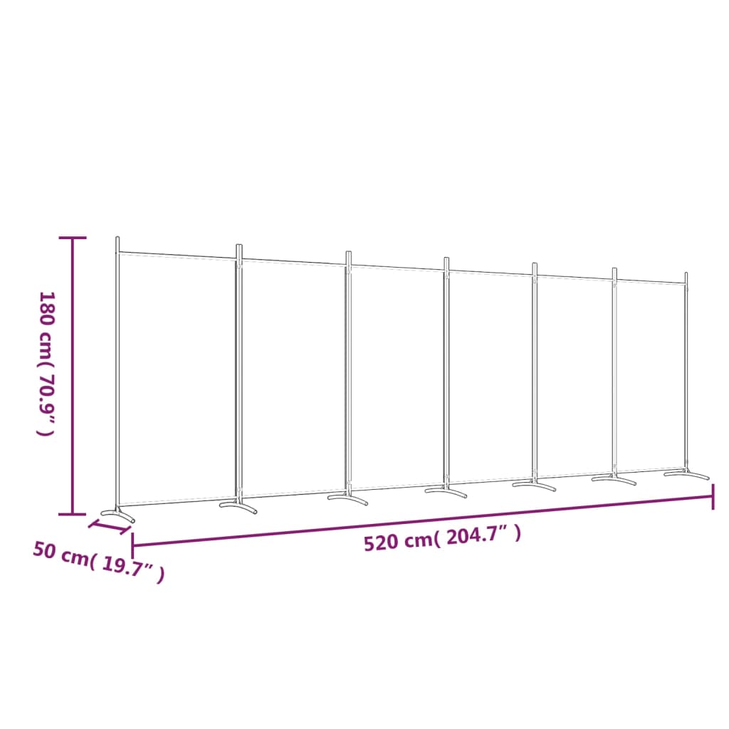 Divisorio a 6 Pannelli Marrone 520x180 cm in Tessuto | homemem39
