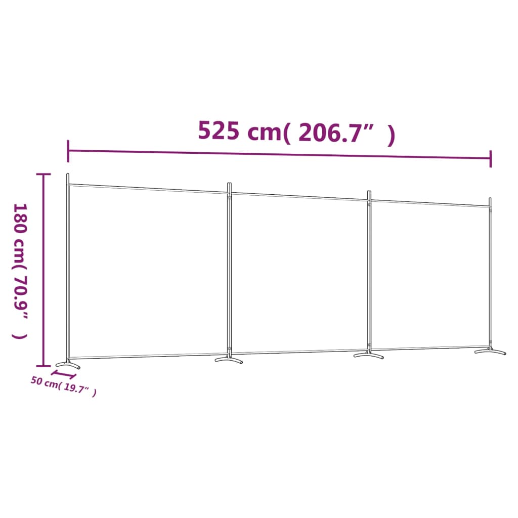Divisorio a 3 Pannelli Nero 525x180cm in Tessuto | homemem39